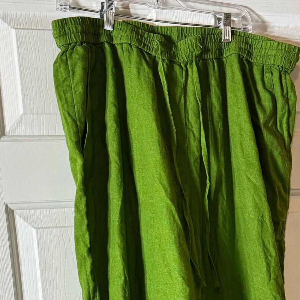 NWT! Banana Republic Green Straight Linen-Blend Pull-On Pant - XL 🖤 #706619